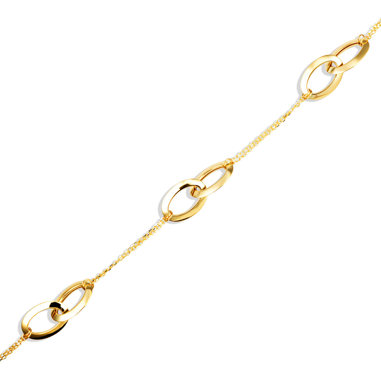 14K Yellow Gold Oval Link Love Knot Bracelet 7