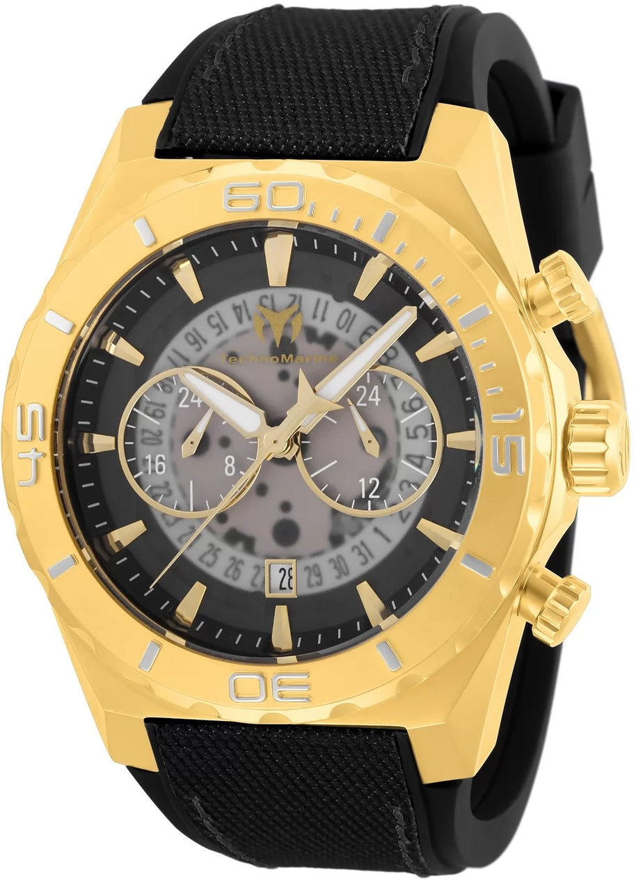 Technomarine Men's TM-519008 Reef Shark Quartz Chronograph Black, Transparent Dial Watch