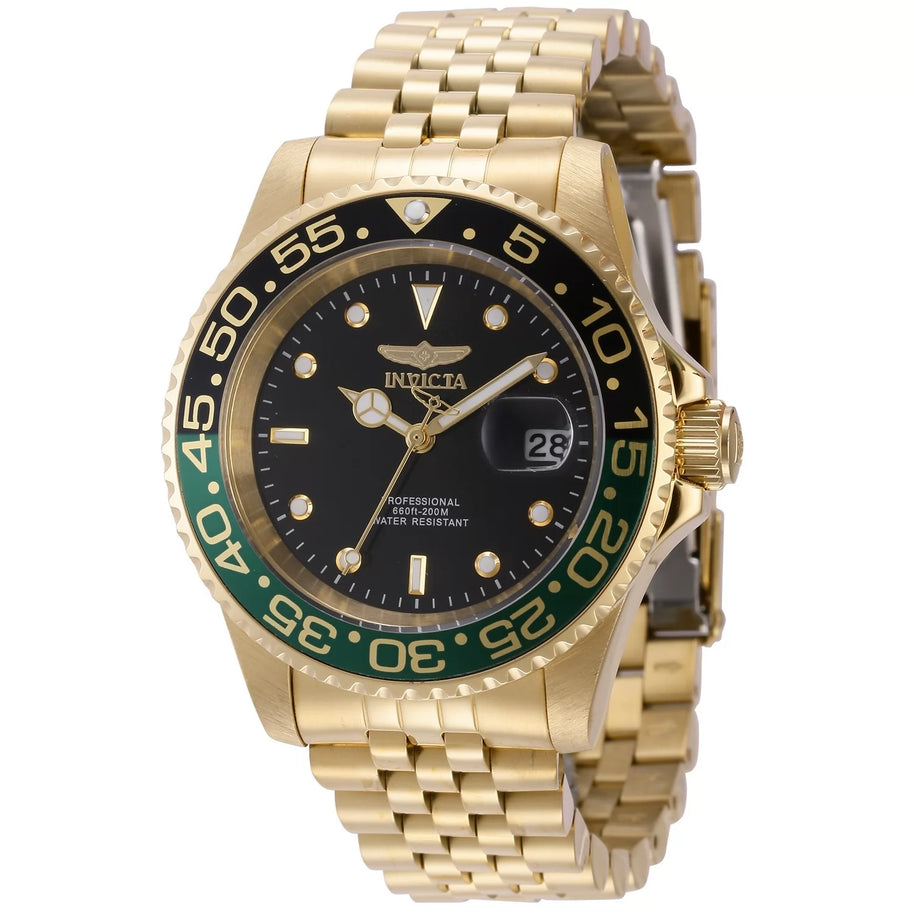 Invicta Men's 44526 Pro Diver Quartz 3 Hand Black Dial Watch