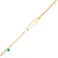 14K Yellow Gold Engravable Evil Eye Heart Protection Nameplate Bracelet 7