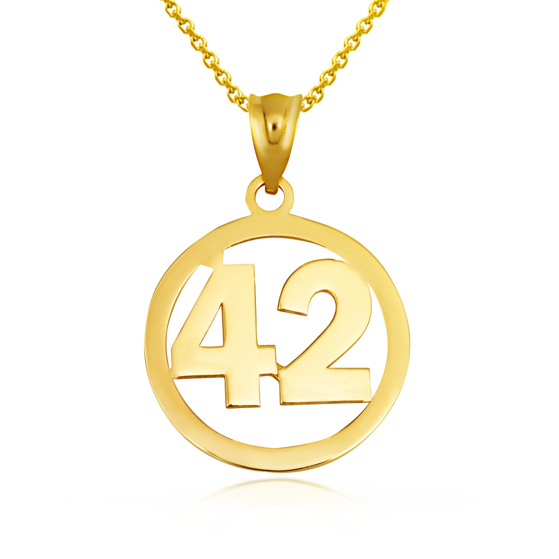 Gold Personalized Jersey Number Sports Circle Pendant Necklace (Available in Yellow/Rose/White Gold)