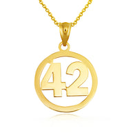 Gold Personalized Jersey Number Sports Circle Pendant Necklace (Available in Yellow/Rose/White Gold)