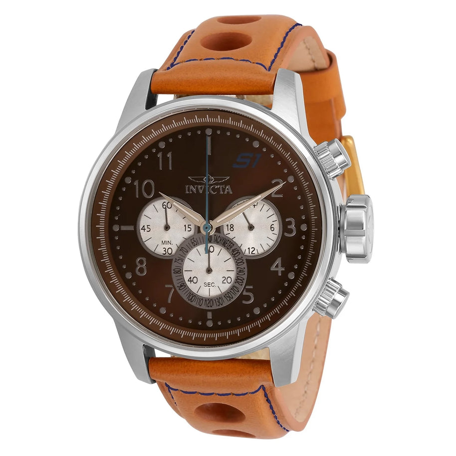 Invicta Men's 30916 S1 Rally Quartz Chronograph Brown, Antique Silver Dial Watch