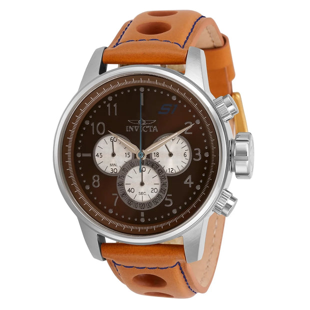 Invicta Men's 30916 S1 Rally Quartz Chronograph Brown, Antique Silver Dial Watch