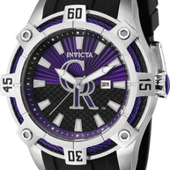 Invicta Men's 43267 MLB Colorado Rockies Quartz Multifunction Purple, Black Dial Watch