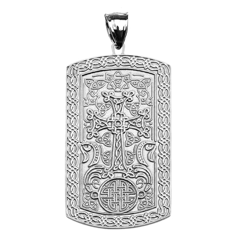 Armenian Cross (Khachkar) Sterling Silver Engraveable Dog Tag Pendant Necklace