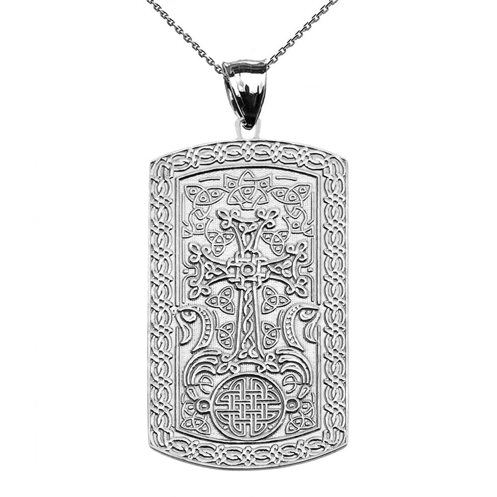 Armenian Cross (Khachkar) Sterling Silver Engraveable Dog Tag Pendant Necklace