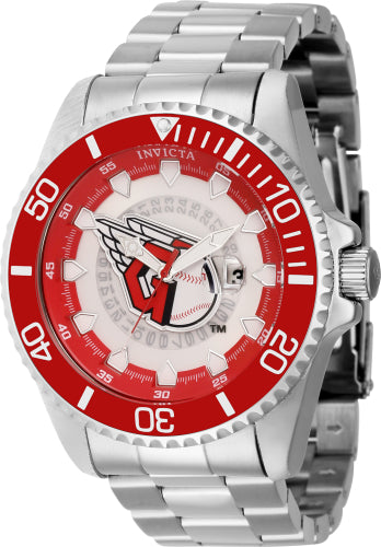 Invicta Men's 43461 MLB Cleveland Guardians Quartz Multifunction Red, Silver, White, Blue Dial Watch