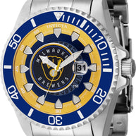 Invicta Men's 43469 MLB Milwaukee Brewers Quartz Multifunction Yellow, Silver, White, Blue Dial Watch