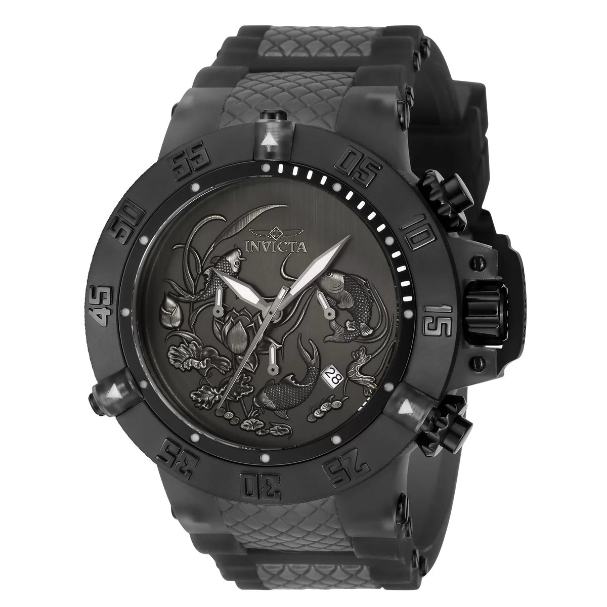 Invicta Men's 37040 Subaqua  Quartz 3 Hand Black, Silver, Dark Grey Dial Watch