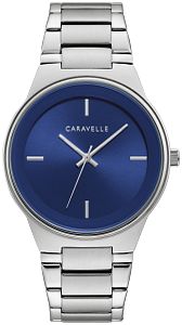 43K101 Caravelle Men's Modern Blue Dial Watch & Bracelet Set