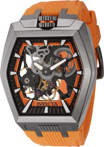 Invicta Men's 44020 Akula Mechanical 2 Hand Black, Orange Dial Watch