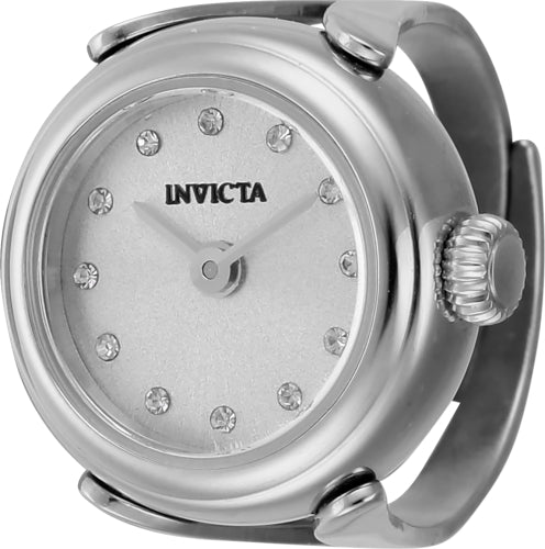 Invicta Women's 44480 Mini Quartz 2 Hand Silver Dial Ring Watch