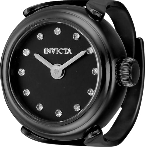Invicta Women's 44484 Mini Quartz 2 Hand Black Dial Ring Watch