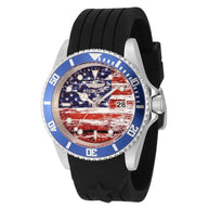 Invicta Men's 45871 Pro Diver Quartz 3 Hand Blue, White, Red Dial Watch