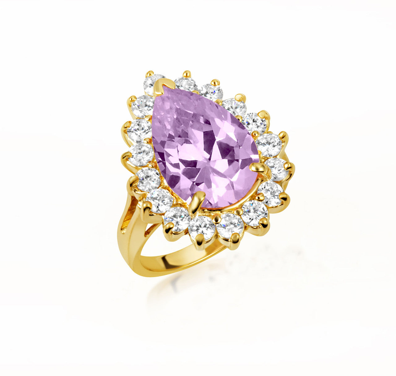 Gold Pear Cut Gemstone Halo Ring (Available in Yellow/Rose/White Gold)