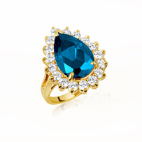 Gold Pear Cut Gemstone Halo Ring (Available in Yellow/Rose/White Gold)