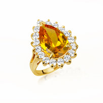 Gold Pear Cut Gemstone Halo Ring (Available in Yellow/Rose/White Gold)