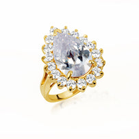 Gold Pear Cut Gemstone Halo Ring (Available in Yellow/Rose/White Gold)