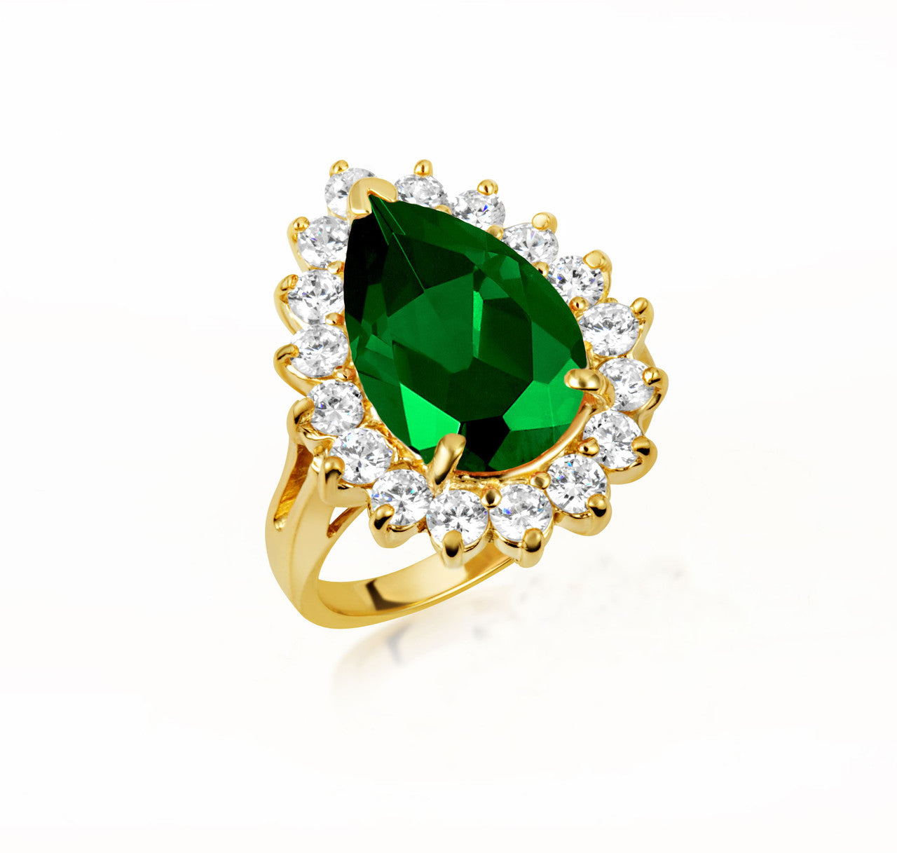 Gold Pear Cut Gemstone Halo Ring (Available in Yellow/Rose/White Gold)