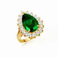 Gold Pear Cut Gemstone Halo Ring (Available in Yellow/Rose/White Gold)