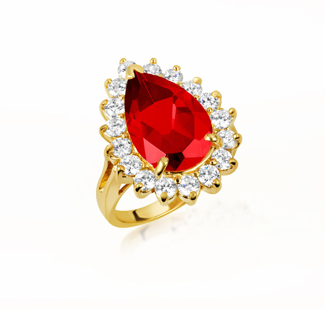 Gold Pear Cut Gemstone Halo Ring (Available in Yellow/Rose/White Gold)