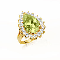 Gold Pear Cut Gemstone Halo Ring (Available in Yellow/Rose/White Gold)