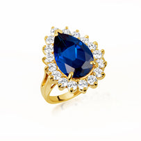 Gold Pear Cut Gemstone Halo Ring (Available in Yellow/Rose/White Gold)