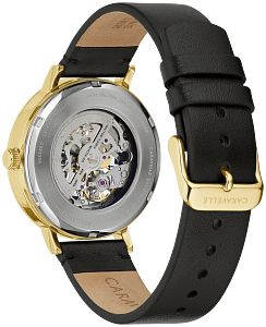 44A121 Caravelle Men's Automatic Skeleton Dial Gold-Tone Watch