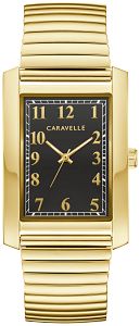 44A122 Caravelle Men's Dress Classic Gold-Tone Rectangular Watch