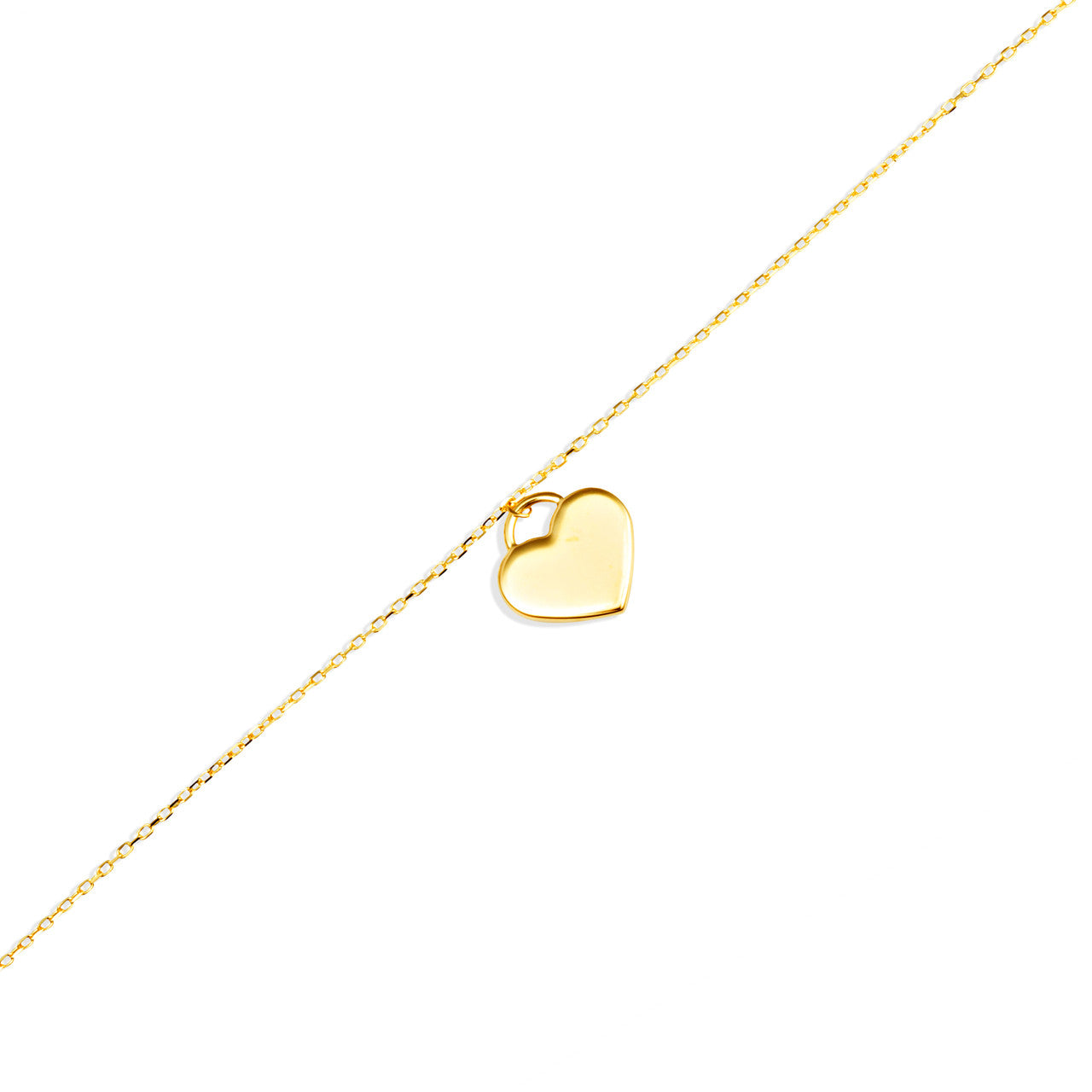 14K Yellow Gold Heart Lock Love Bracelet 7