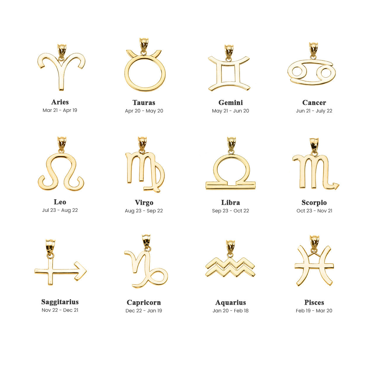 10K/14K Gold Zodiac Sign Custom Necklace (Available in Yellow Gold, Rose Gold, White Gold)