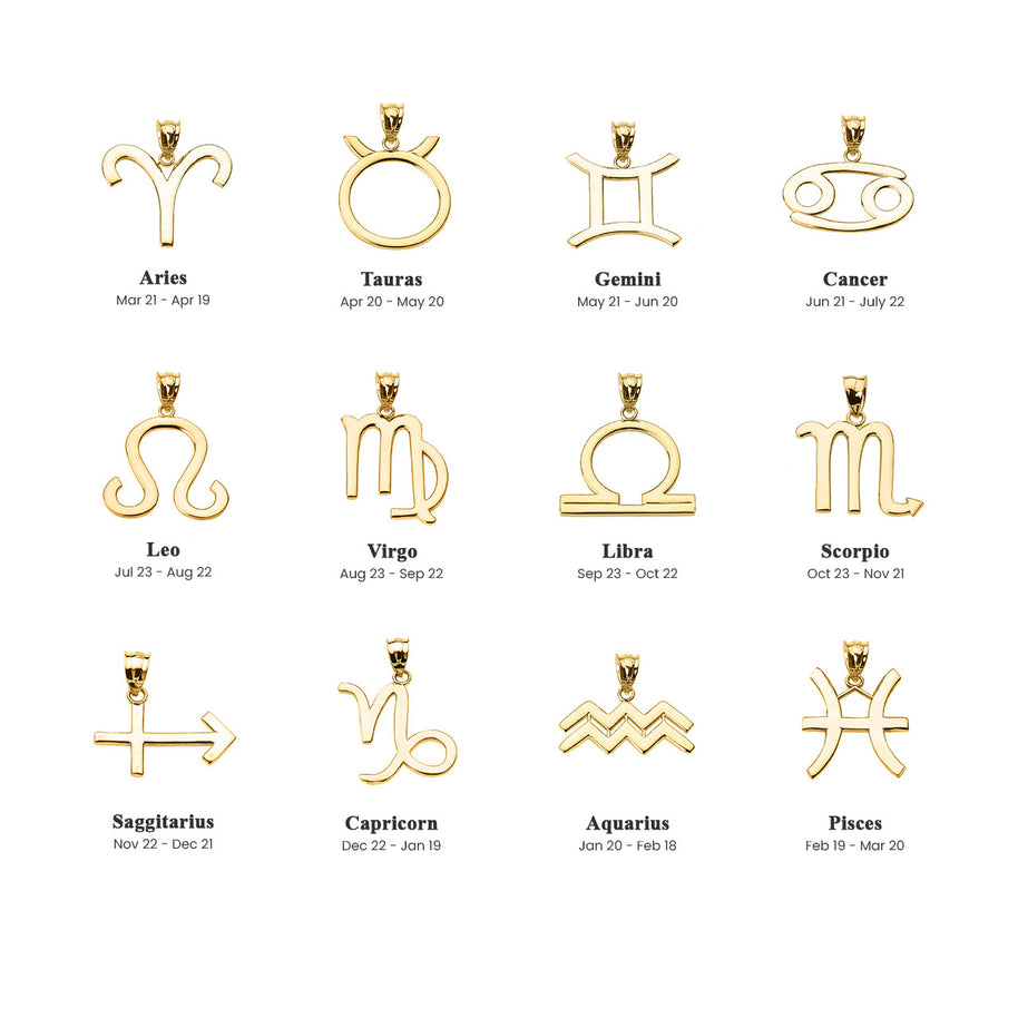 10K/14K Gold Zodiac Sign Custom Necklace (Available in Yellow Gold, Rose Gold, White Gold)