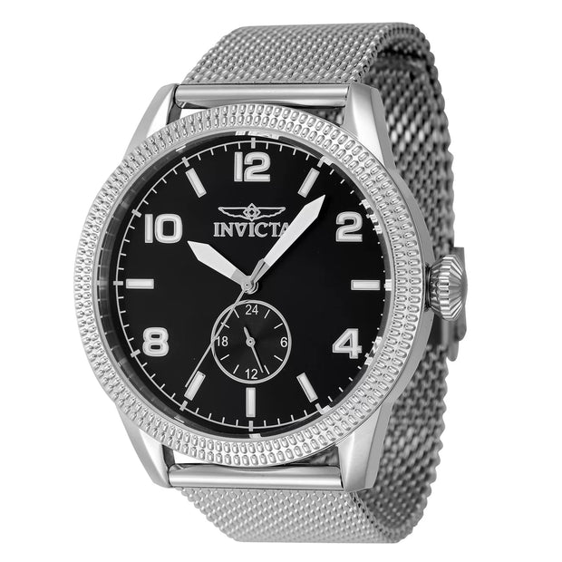 Invicta Men's 47134 Vintage Quartz 3 Hand Black Dial Watch