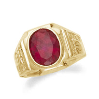 Gold Mens Synthetic Ruby Ring