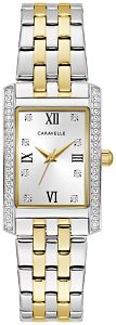 45L191 Caravelle Women's Dress Crystal Two-Tone Rectangular Watch