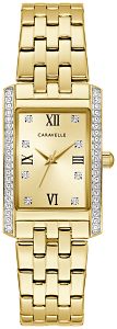 45L192 Caravelle Women's Dress Crystal Gold-Tone Rectangular Watch