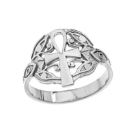 Gold Egyptian Ankh Cross with Eye of Horus Ring (Available in Yellow/Rose/White Gold)