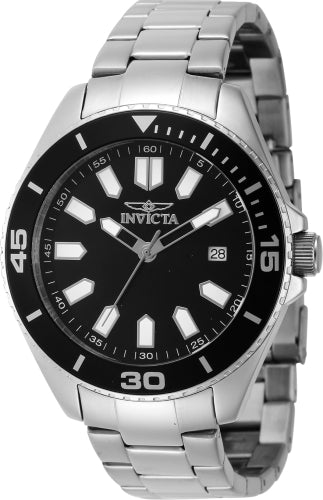 Invicta Men's 46316 Pro Diver Quartz 3 Hand Black Dial Watch