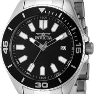 Invicta Men's 46316 Pro Diver Quartz 3 Hand Black Dial Watch