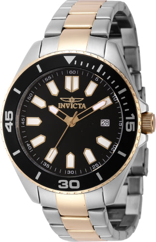 Invicta Men's 46319 Pro Diver Quartz 3 Hand Black Dial Watch