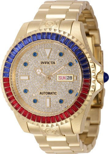 Invicta Men's 46636 Pro Diver Automatic 3 Hand Gold, Pave Dial Watch