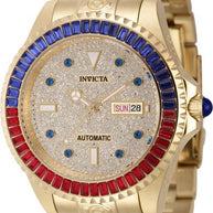 Invicta Men's 46636 Pro Diver Automatic 3 Hand Gold, Pave Dial Watch