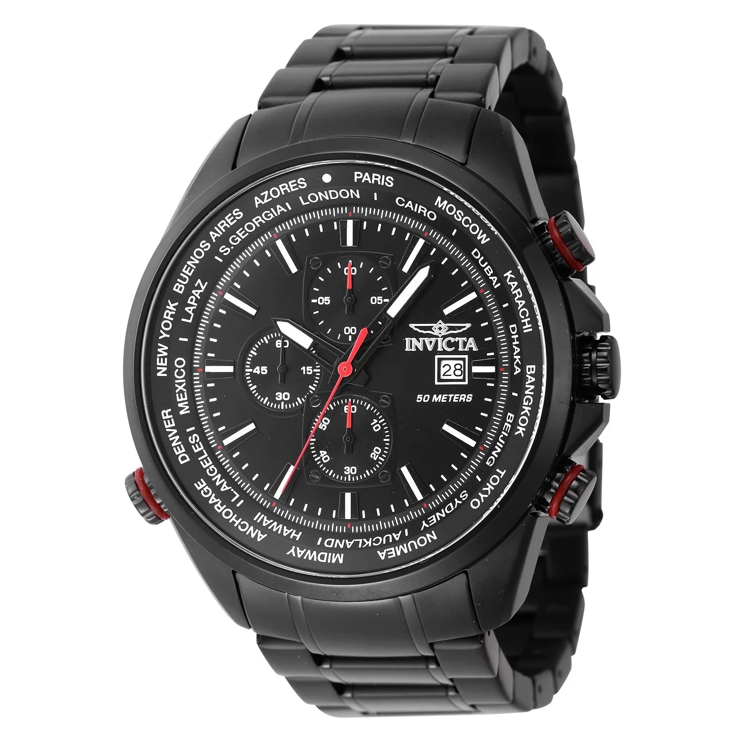 Invicta Men's 47820 Aviator Quartz Multifunction Black Dial Watch