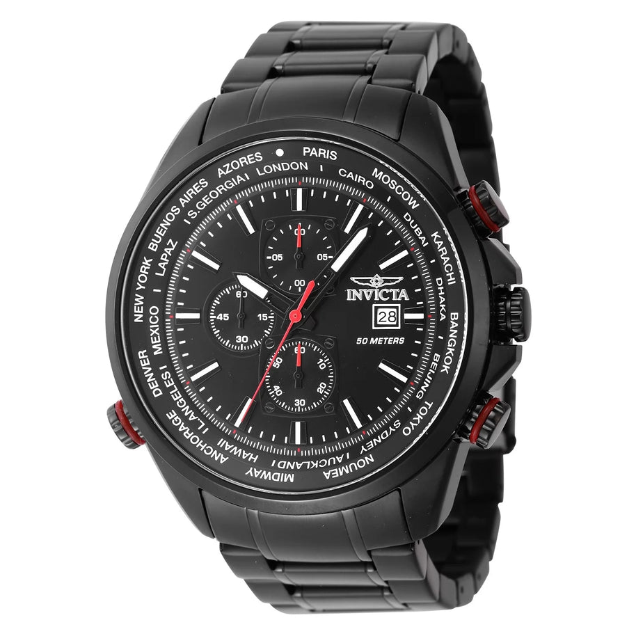 Invicta Men's 47820 Aviator Quartz Multifunction Black Dial Watch