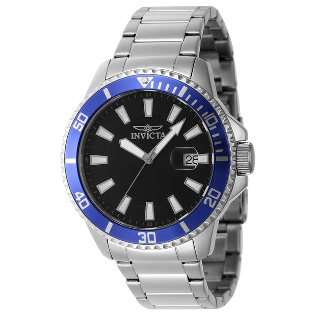 Invicta Men's 46076 Pro Diver Quartz 3 Hand Black Dial Watch