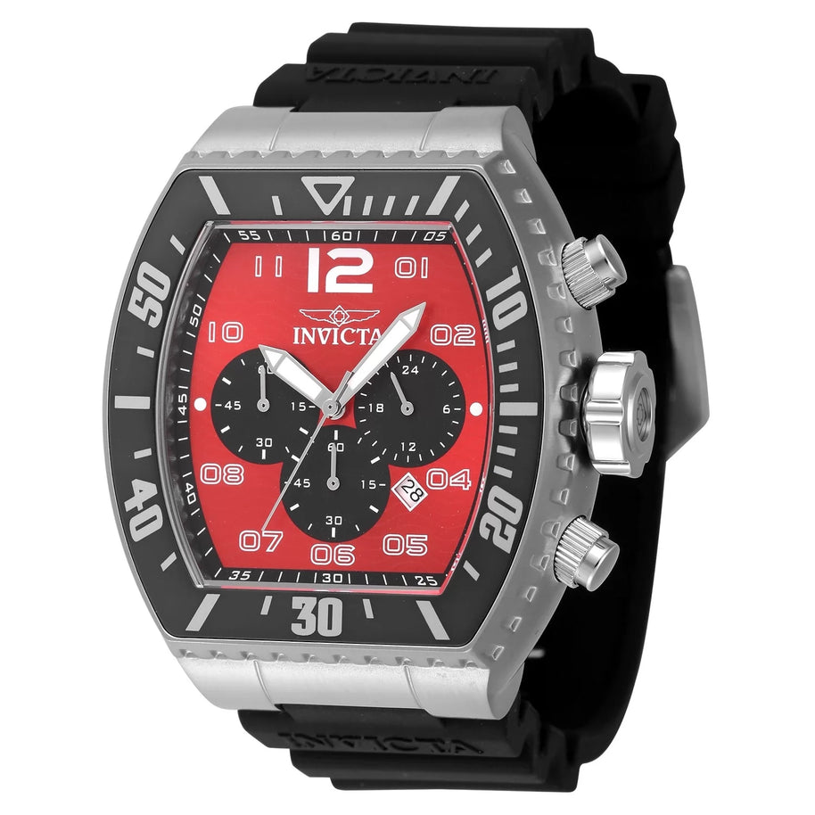 Invicta Men's 47283 Pro Diver Quartz Chronograph Black, Red Dial Watch
