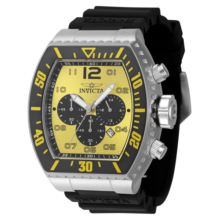 Invicta Men's 47287 Pro Diver Quartz Chronograph Black, Yellow Dial Watch