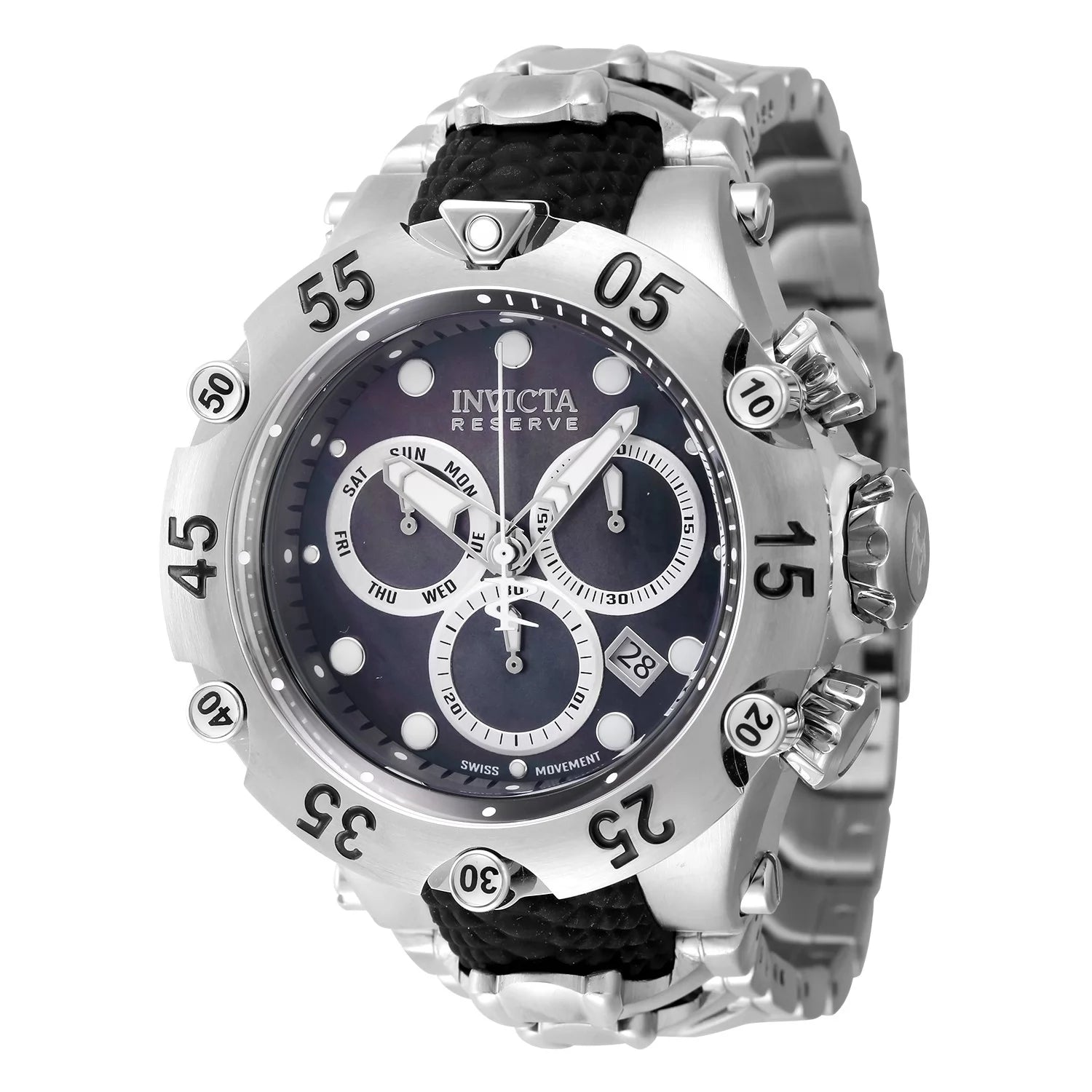 Invicta Men's 47157 Reserve Quartz Chronograph Black, Silver Dial Watch