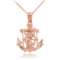 Gold Mariner Crucifix Anchor Cross Pendant Necklace(Availbale In Yellow/Rose/White Gold)